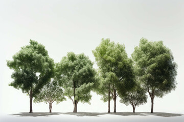Fototapeta na wymiar five trees that are all the same size - Generative AI