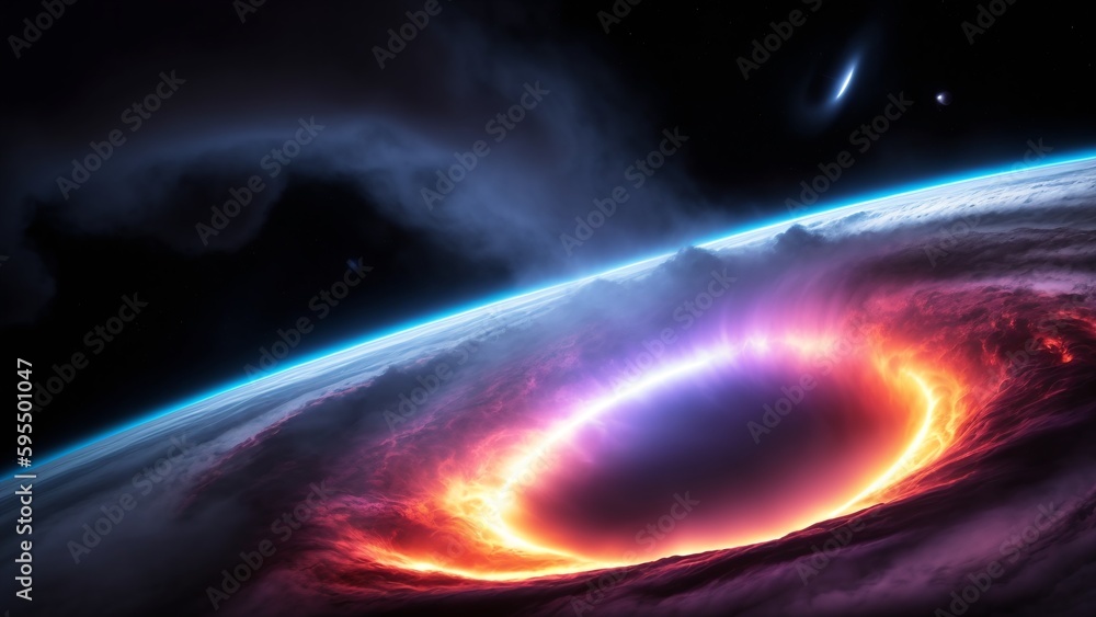 Wall mural a detailed view of a black hole in the outer space ai generative