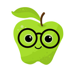 Kawaii apple with glasses