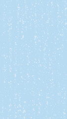 Falling snowflakes christmas background. Subtle flying snow flakes and stars on light blue winter backdrop. Beautifully falling snowflakes overlay. Vertical vector illustration.