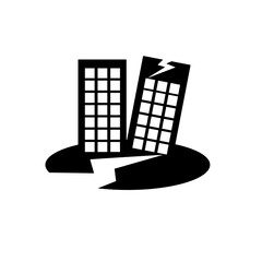 Black earthquake icon. Earthquake building filled vector icon isolated on white background
