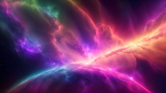 An Enchanting Image Of A Colorful Space With A Bright Star AI Generative