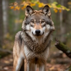 Naklejka na ściany i meble wolf in the forest- generative ai