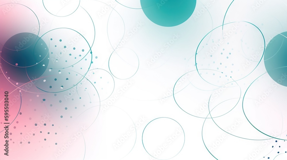 Poster an abstract background with circles and dots in blue and pink. generative ai