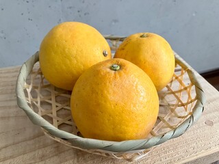 和製グレープフルーツ　カゴいっぱいの河内晩柑