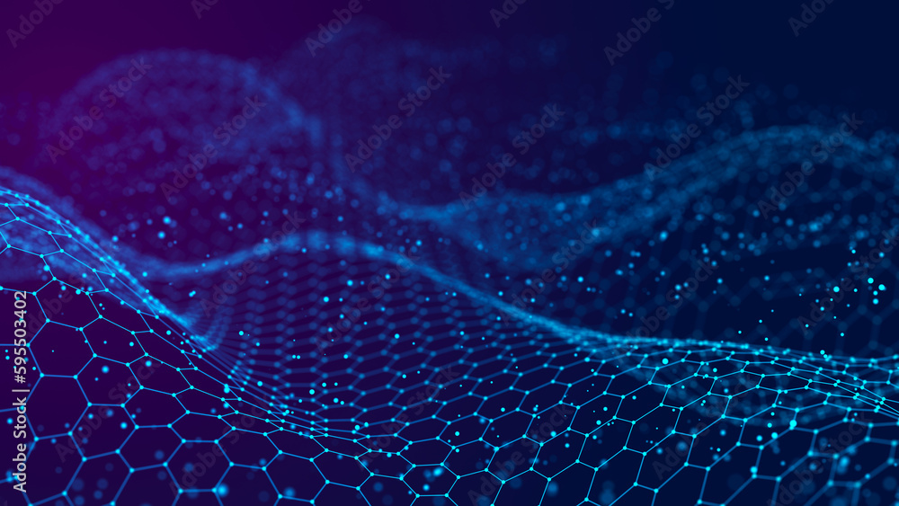 Poster abstract digital wave. digital network background. 3d rendering