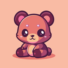 A cute bear with a pink background