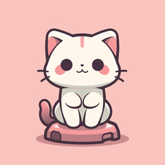 Cartoon cat on a pink background