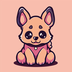 A cartoon dog with a pink shirt that says puppy on it