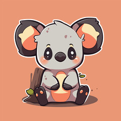 A cartoon illustration of a koala with a bowl of clay.