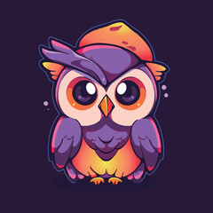 A cartoon owl with a hat on it