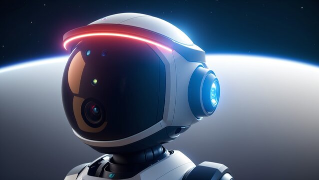 An Inspiring Image Of A Robot With A Glowing Helmet And A Glowing Eye AI Generative