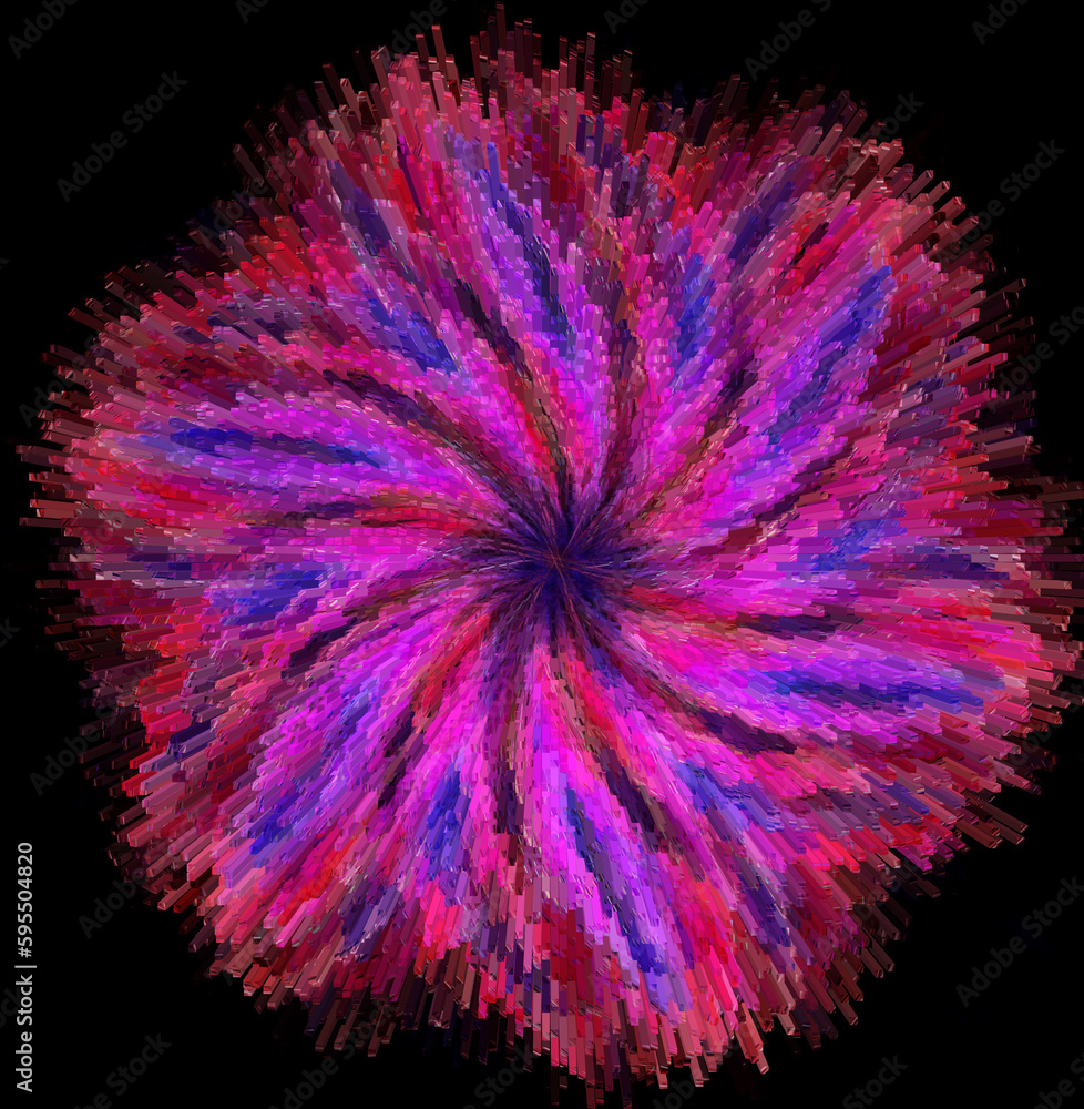 Aufkleber spirograph style colourful pattern and design in red colours on a plain black background