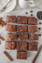 brownie cake. Dark chocolate brownie on a table