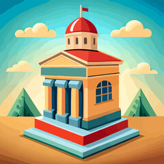 bank building in the projection