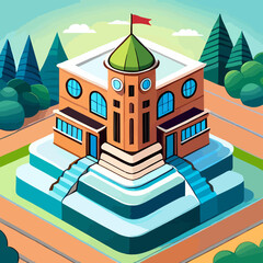 school building in projection