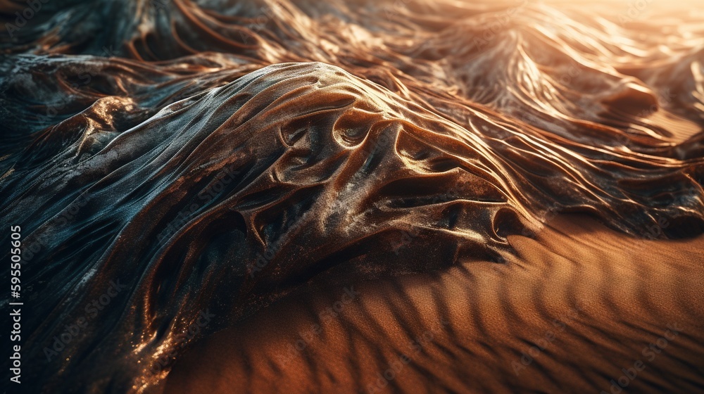 Poster a close up of a sand dune with a very interesting pattern. generative ai