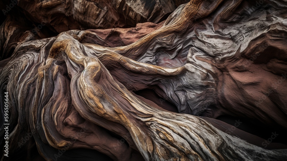 Poster a close up of a tree trunk with a lot of bark on it. generative ai