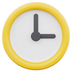 3d rendering yellow alarm clock icon symbol watch design illustration