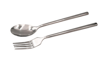 Isolated shiny stainless fork and spoon in png format