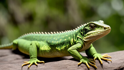 closeup of a green lizard, generative AI