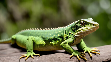 Obraz premium closeup of a green lizard, generative AI