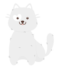 Cute Little Gray Cat, hand drawing cat, Cat cartoon character