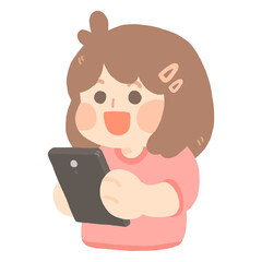Happy Girl Holding Smartphone