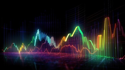 Fototapeta premium AI Generated. AI Generative. Finance stock forex graph marketing money trend volume income go up and down. Can be used for illustration of analysis finance statements. Graphic Art Illustration.
