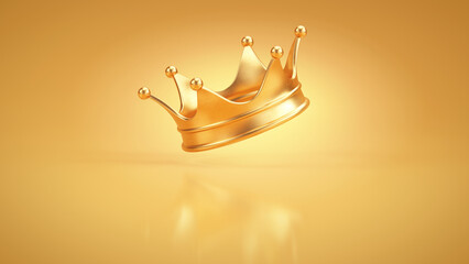 Royal Gold King crown on golden background