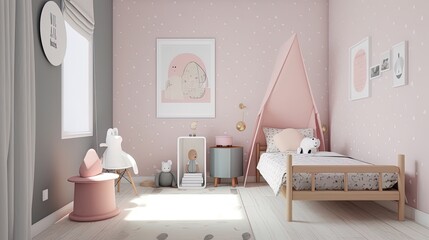 Modern baby room interior  children's room and baby interior.