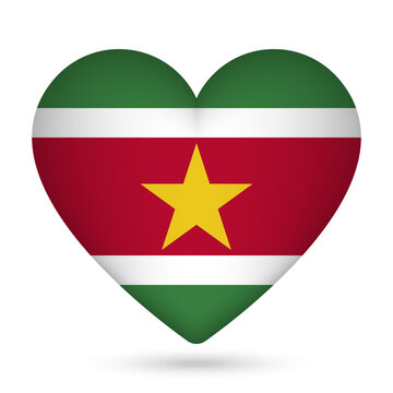 recommend clip art: Suriname flag in heart shape. Vector illustration.