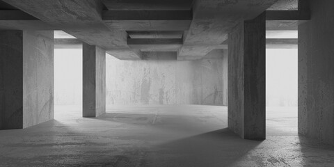 Fototapeta premium Abstract architecture interior background. Modern concrete room