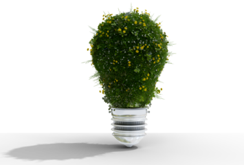 grass field in tree bulb shape on white background, 3d illustration rendering