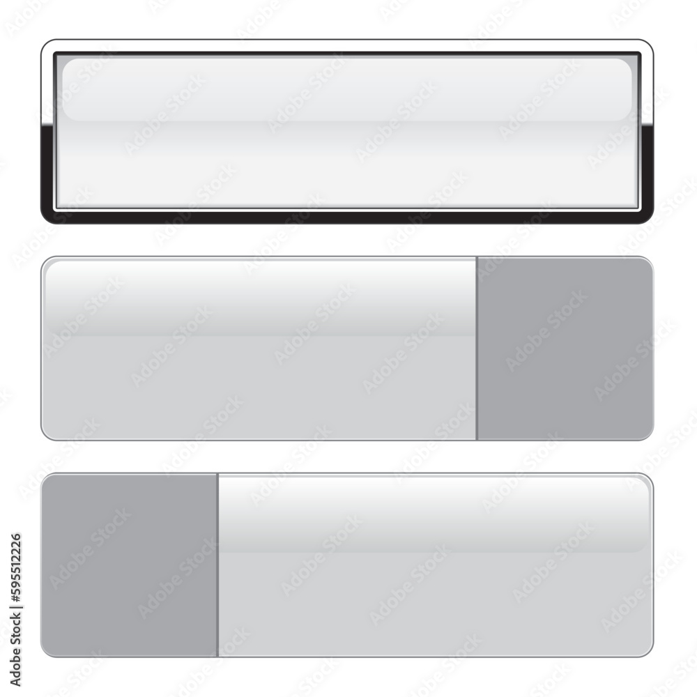 Poster set of blank grey buttons isolated on a white background