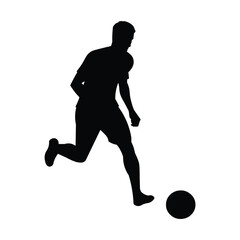 Football player silhouette running with the ball on the field during a competition or a training session