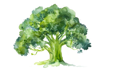 ブロッコリーの水彩背景「AI生成画像」