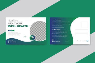Medical healthcare post card design template
