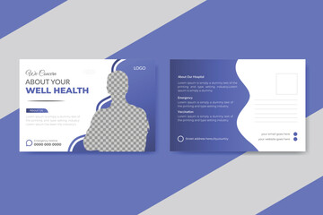 Medical healthcare service postcard design template
