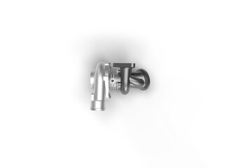 Turbine for the car engine. 3d rendering on the topic of speed, car, movement, spare parts. Modern minimal style, transparent background.