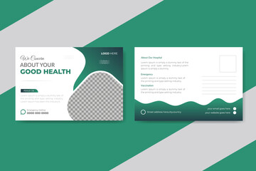Medical healthcare post card design template
