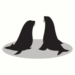 Fur Seal silhouettes and icons. Black flat color simple elegant Fur Seal animal vector and illustration.