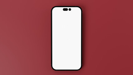 Modern smartphone with transparent display lying on red background