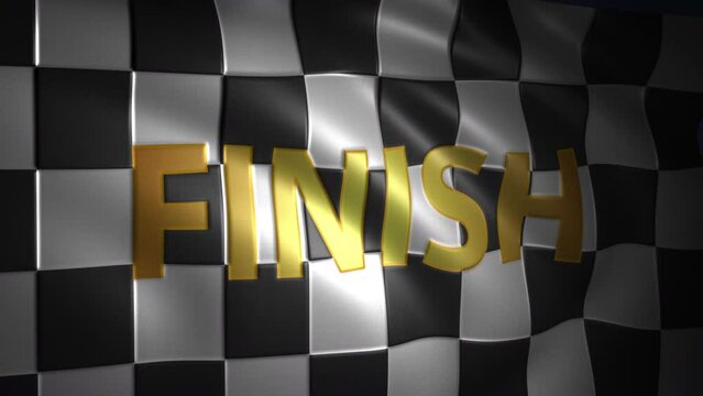 3D Animation of Finish Flag Waving.  Seamless Loops
