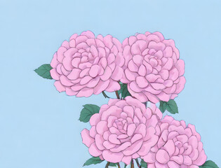 pattern of pink and blue flowers  AI Generative 