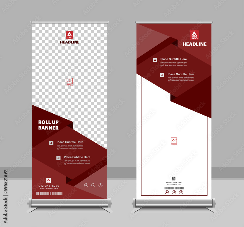 Canvas Prints light gray and red roll-up banner layout. business banner design