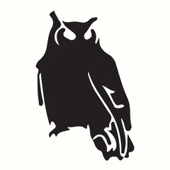 Great Horned Owl silhouettes and icons. Black flat color simple elegant Great Horned Owl animal vector and illustration.