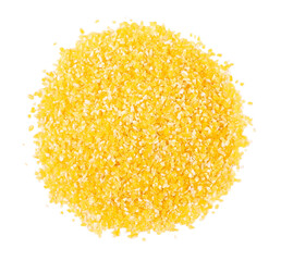 Corn grits, top view, transparent background, close-up