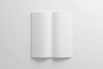 DL Saddle Stitch Bifold Brochure White Blank 3D Rendering Mockup
