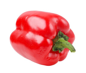 Fresh red paprika pepper, transparent background, close up